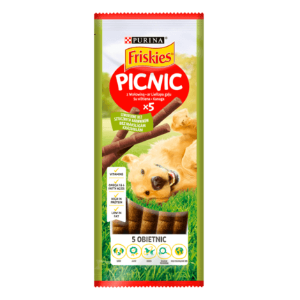 Friskies® Picnic (Пікнік). Додатковий сухий корм для дорослих собак, з яловичиною.