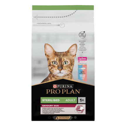 PRO PLAN®. Сухий повнораціонний корм для стерилізованих котів, з тріскою та фореллю.