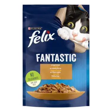 FELIX® FANTASTIC. З індичкою. Шматочки у желе. Консервований порційний повнораціонний корм для дорослих котів.