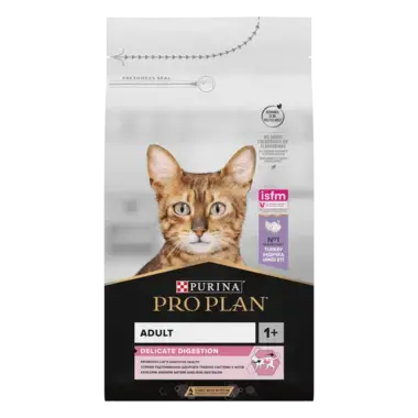 PRO PLAN®. Сухий повнораціонний корм для дорослих котів з чутливим травленням чи вибагливих до їжі, з індичкою.