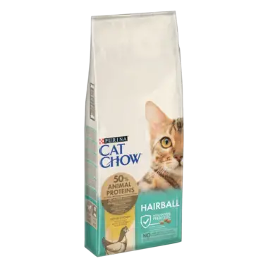 CAT CHOW® Сухий повнораціонний корм для дорослих котів, проти утворення волосяних кульок у травному тракті, з куркою.