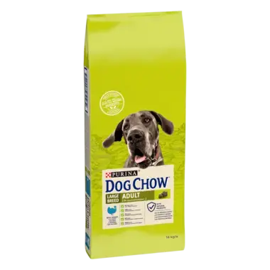 Dog Chow® сухий повнораціонний корм для дорослих собак великих порід віком від 2 до 9 років, з індичкою.