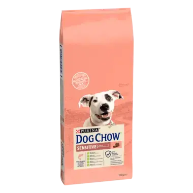 DOG CHOW® сухий повнораціонний корм для дорослих собак схильних до алергії, з лососем.