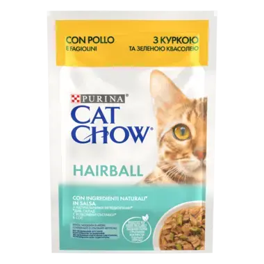 CAT CHOW® Консервований порційний повнораціонний корм для дорослих котів, для зменшення утворення кульок шерсті у травному тр