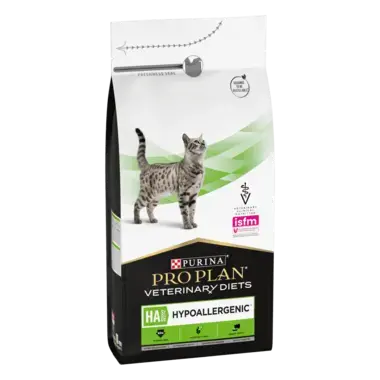 PRO PLAN® HA HYPOALLERGENIC. Ветеринарна дієта для котів для зниження ознак інгредієнтної непереносимості.