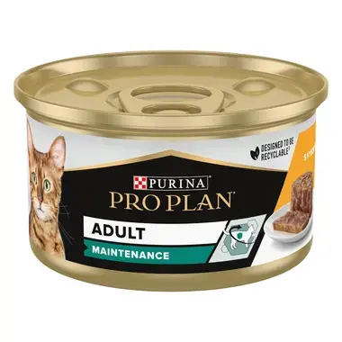 PRO PLAN®. Консервований порційний повнораціонний корм для дорослих котів, з куркою. Шматочки у паштеті.